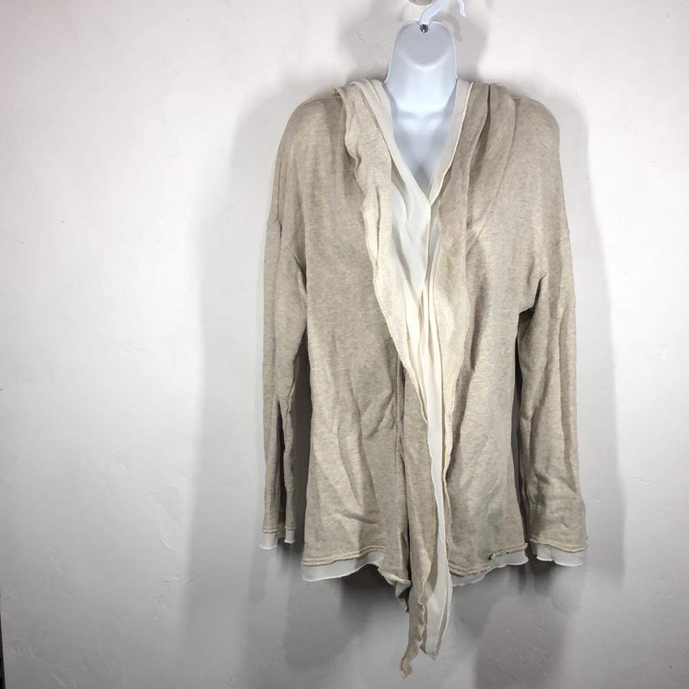 Point Zero tan hooded cardigan size large